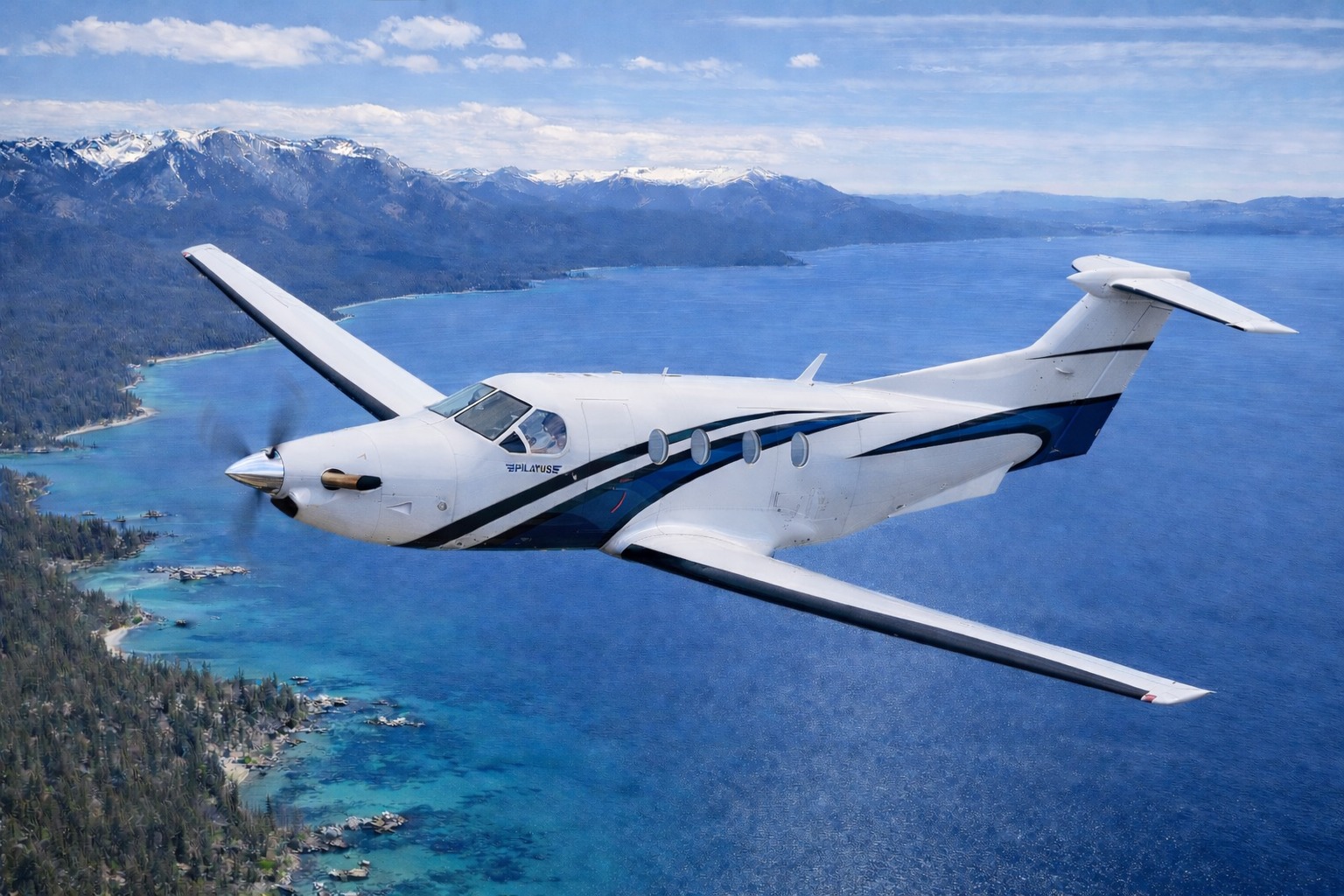 Pilatus PC-12 NG in flight